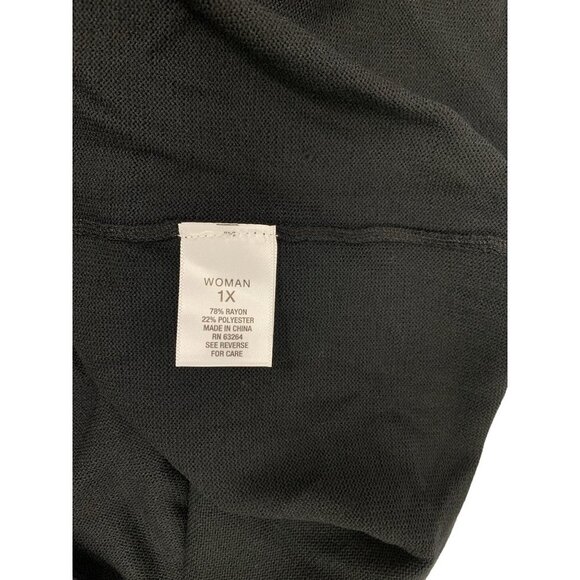 Roz & Ali Women's Onyx Black Cold Shoulder Blouse - Picture 4 of 7